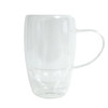 GLASSM06 Clear Double Wall Handle Glass 450ml Coffee Mug