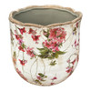 Y4650122 Ceramic Wavy Rim Pot - Pink Lily Flower And Edelweiss