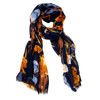 SY2306 Scarf - Dark Grey And Bright Wild Flowers