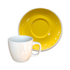 TM24ST0103952A Ceramic Cup And Saucer Set of 6 - Yellow Saucer, White Mug