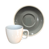 TM24ST0103952B Ceramic Cup And Saucer Set of 6 - Charcoal Saucer, White Mug