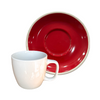 TM24ST0103952F Ceramic Cup And Saucer Set of 6 - Red Saucer, White Mug