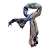 ZZ2449A Polyester Scarf - Blue Border, Abstract Print Art