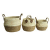GY201 Basket Set Of 3 - Two-Tone Woven with Handles