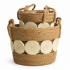 GY401 Woven Baskets (Set of 4) - Brown And White Spiral Detail