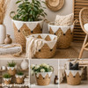 GY2512 Woven Basket Set of 3 - Natural & White Macramé Detail