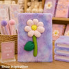 6541B A5 Notebook Tie-Dye Faux Fur Cover - Light Pink Flower