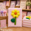 6542B A5 Notebook Faux Pink Fur Cover - Yellow Flower