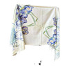 HH2607C Cashmere Scarf – Blue Irises in Glass Vase