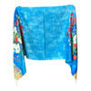 HH2607D Viscose Scarf - Blue Floral Border Print