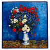 HH2608J Polyester Square Scarf – Wildflower Bouquet in White Vase