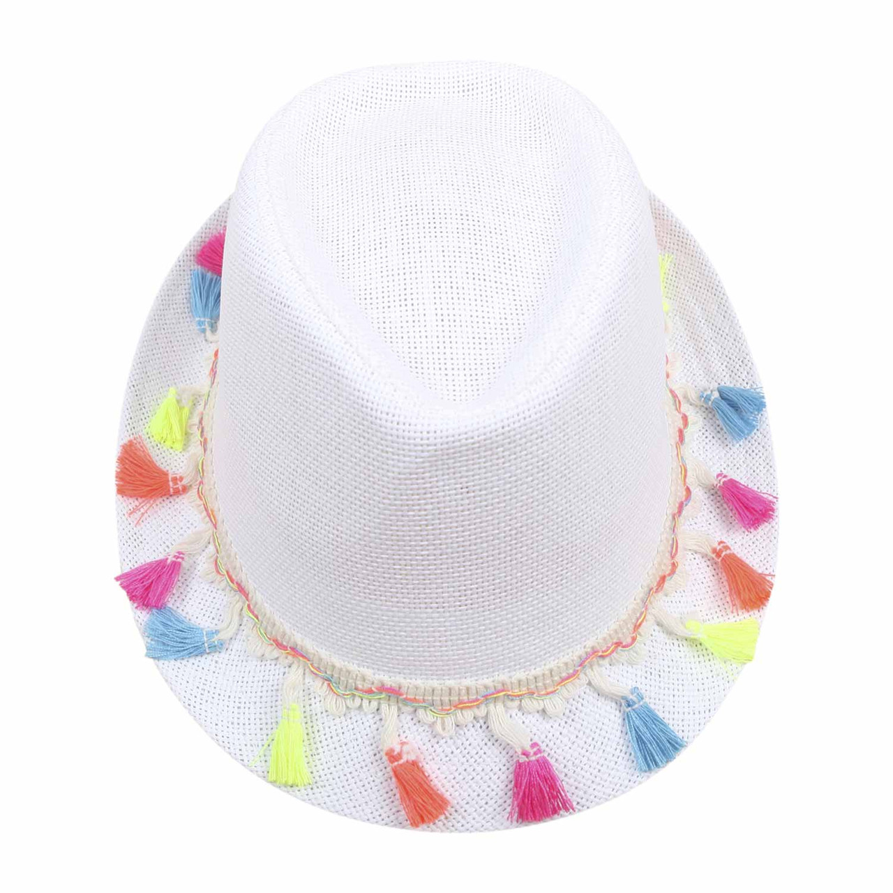 ST7HC White 75cm Knitted Grass Hat - Bali Trading Wholesale