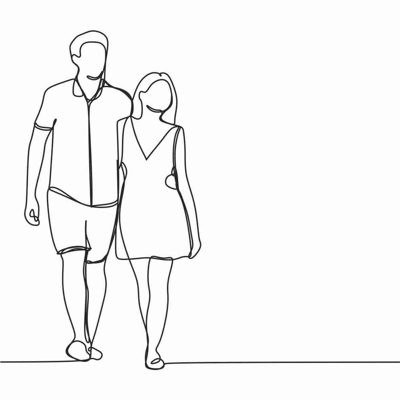 Love Couple - Loving Romantic Couple Walking Outdoor And Hugging Each Other  Vector Concept Set. Hand Drawn Sketch Isolated Illustration Royalty Free  SVG, Cliparts, Vectors, and Stock Illustration. Image 124274733.