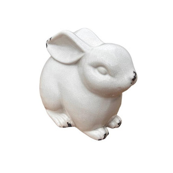 4659MA369 White Ceramic Sitting Bunny
