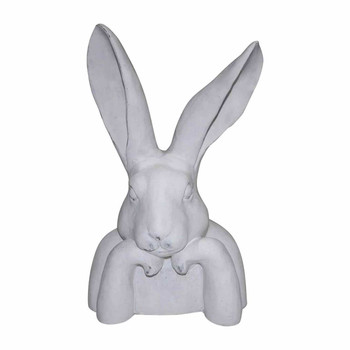 9148SA584 Small White Ceramic Bunny Thinking