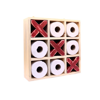 XOXO Wooden Toilet Paper Holder - Red X's