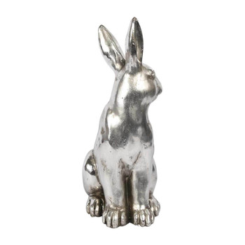 8354LA840 Large Silver Polyresin Bunny