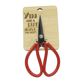 LSCI005 Large Red Handle Scissor Engraved Wood Holder - Cut Above the Rest