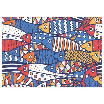 PLACEML100 Pack 24 Disposable Placemats - Happy Colourful Fish