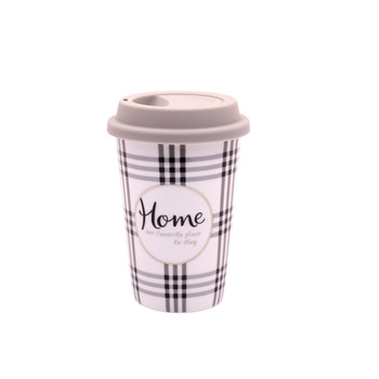 BPM4949404C Bold Checked Home Travel Mug Light Grey Lid