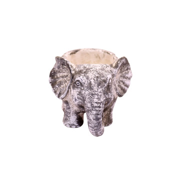 15797SA866 Small Grey Ceramic Elephant Planter
