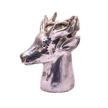 15542LA840 Large Silver Polyresin Deer Head