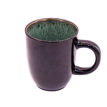 K053D Black Coffee Mug Greenish Blue Inner