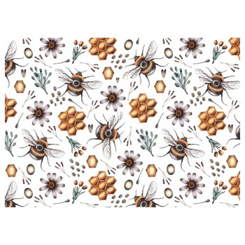 PLACEML141 Disposable Placemats - Bees, Honey Combs and Flowers