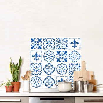 VTILE24 Vinyl Printed Wall Tile Sticker - Monochrome Blue