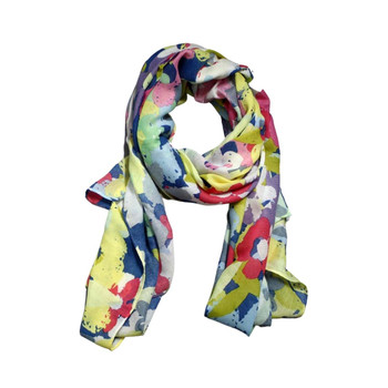 SKF7AA Polyester Scarf - Dramatic Watercolour Flowers