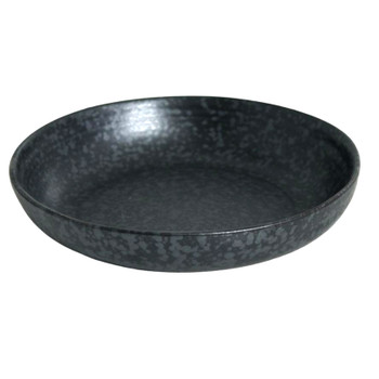 TM117077 Black And Grey Worn-look Ceramic Flat Bowl