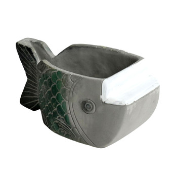 S068E Green Cement Fish Planter