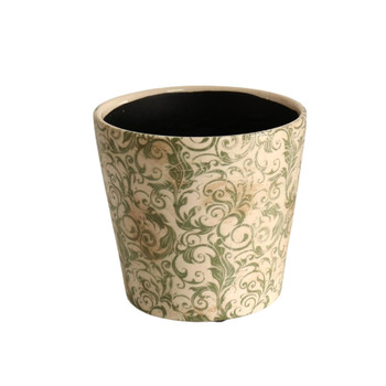 YST1333 Ceramic Pot Planter - Green Branches And Flowers Pattern