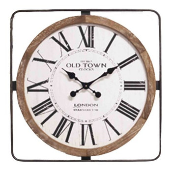 10Q024 Wall Clock - Black Frame And Black Roman Numbers