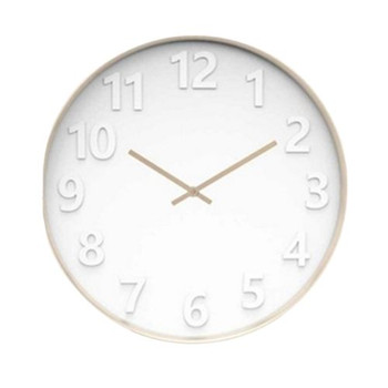 11Q8898 Wall Clock - White With Brown Clock Hands