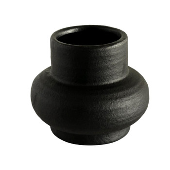 16299LA707 Large Black Ceramic Bubble Half Pot
