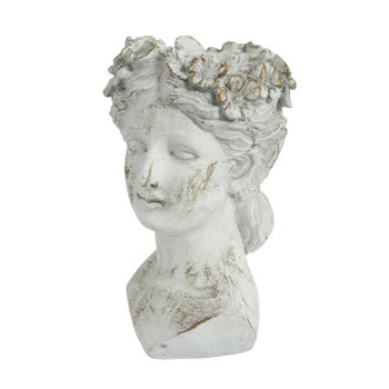 16223LB25 Large White And Gold Ceramic Female Bust