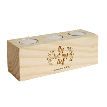 CANH3T2 Candle Holder incl 3 Tea light Candles - Hy het my Lief 1 Joh 4:9-10