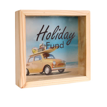 WMB7 Large Wooden Money Box - Holiday Fund