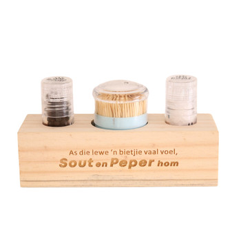 SPTH7 Salt, Pepper And Toothpick holder - As die lewe vaal voel.