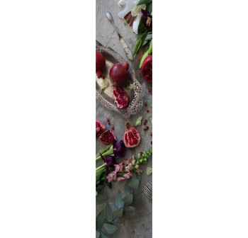 PVCRUN2 PVC Table Runner - Pomegranates & Eucalyptus leaves