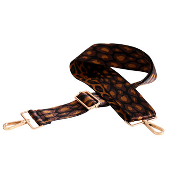 STRAPC2 Bag Strap - Deep Brown And Gold Leopard Print