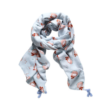 SKF7AAA Blue Viscose Scarf With Tassel - Tiny Proteas