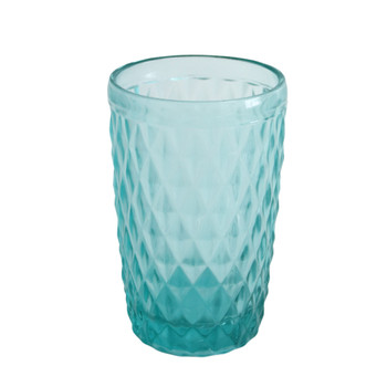 GLASS047E Tall Diamond Pattern Drinking Glass (Set of 6) - Sky Blue