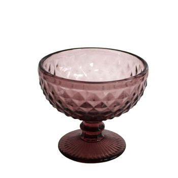 BOWL051D Diamond Pattern Glass Bowl (Set of 6) - Plum Red