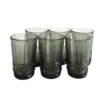 GLASS040D Classic Tall Drinking Glass (Set of 6) - Charcoal