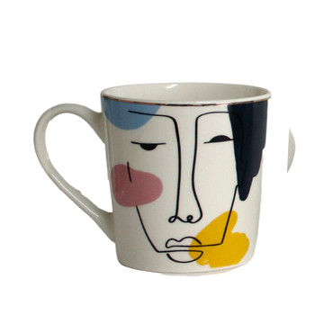 R5168B Ceramic Mug - One Line Face And Colour Shapes