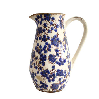 H1082082 Medium Ceramic Tall Jug - Blue Flowers