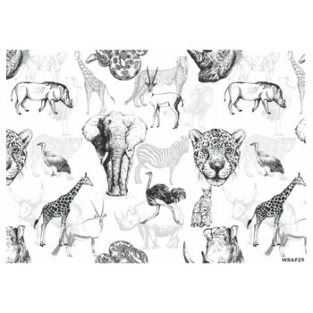 WRAP29 Gift Wrap Sheet - Hand Drawn African Animal