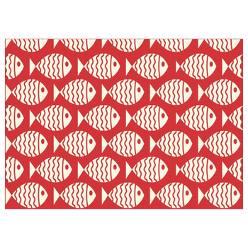 PLACEML211 Disposable Placemat - Red Cream Fish